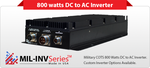 Ruggedized military power inverter 800 W DC to AC